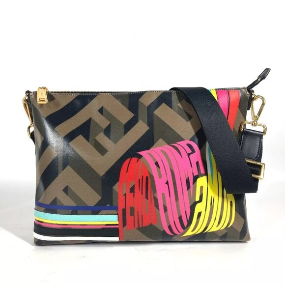 FENDI 7VA470 Multicolore logo Rainbow Crossbody Bag Shoulder Bag - Picture 1 of 13